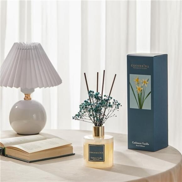 Premium Reed Diffuser Set Preserved Baby's Breath Cotton Stick Cashmere Vanilla - Picture 3 of 7